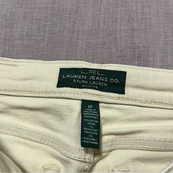 Lauren Ralph Lauren Cream Straight Leg Jeans Size 4 Petite Classic old money - Picture 4 of 8